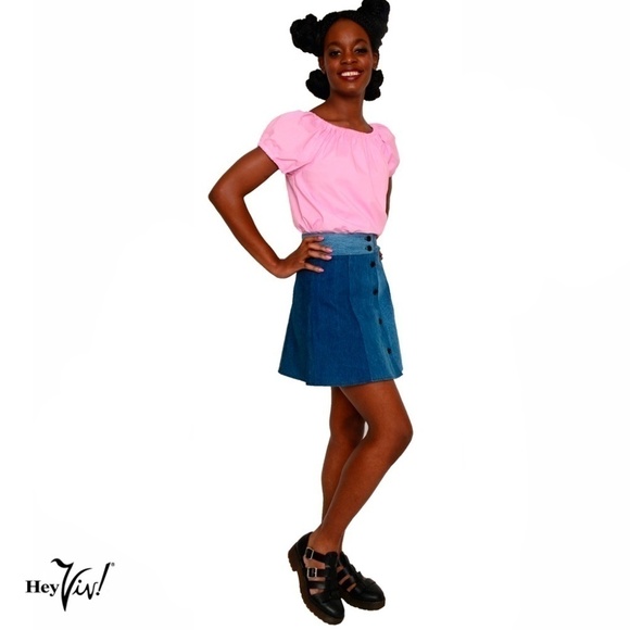 Pink Peasant Blouse - Retro 50s Style - L/XL - Picture 3 of 4